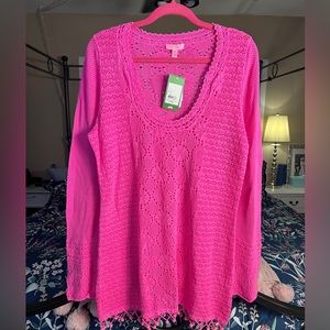 Lilly Pulitzer Athena Tunic Sweater HOT PINK SIZE XL NEVER WORN NWT